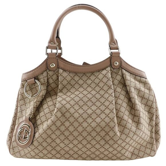 GUCCI Sukey bag Handbag 211944 Diamante Beige / pink canvas Women - Picture 1 of 8